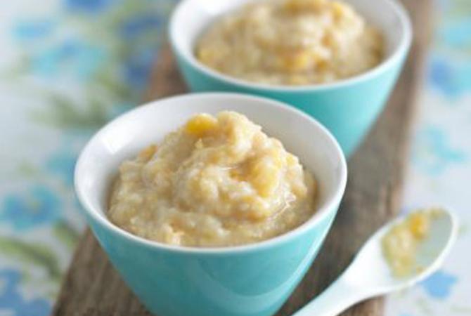 Menu MPASI: Bubur dengan Aprikot & Pisang (Untuk 6 Bulan keatas)