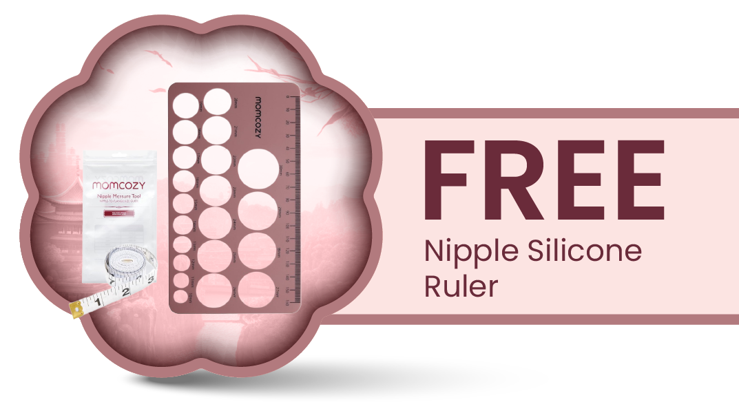 Momcozy V2 Pro Hospital-Grade Wearable Breast Pump (Red) label