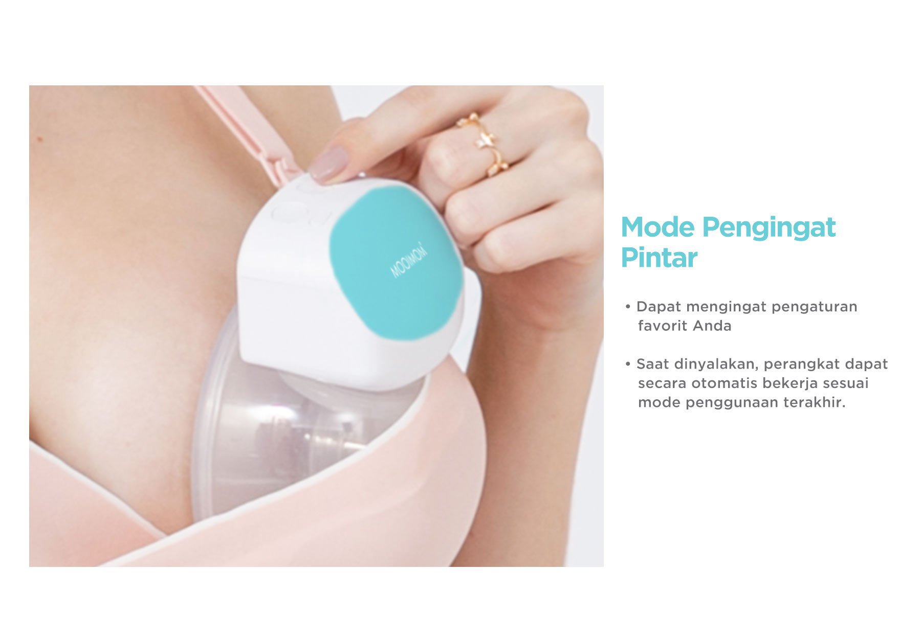 MOOIMOM Breastfeeding Duo A: Wireless Electric Breast Pump & Silicone Breast Pump - Pompa ASI Elektrik Wireless M2 description image