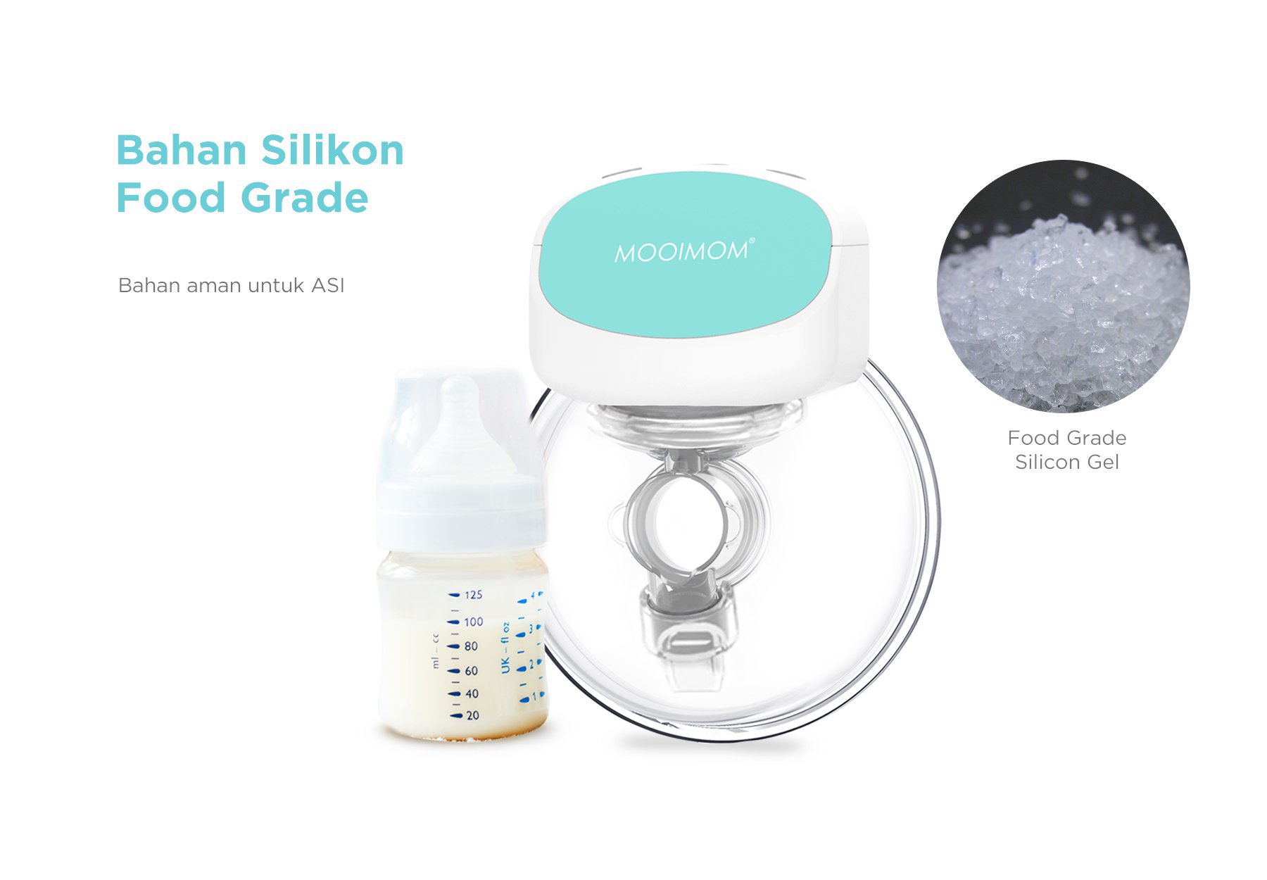 MOOIMOM Breastfeeding Duo A: Wireless Electric Breast Pump & Silicone Breast Pump - Pompa ASI Elektrik Wireless M2 description image