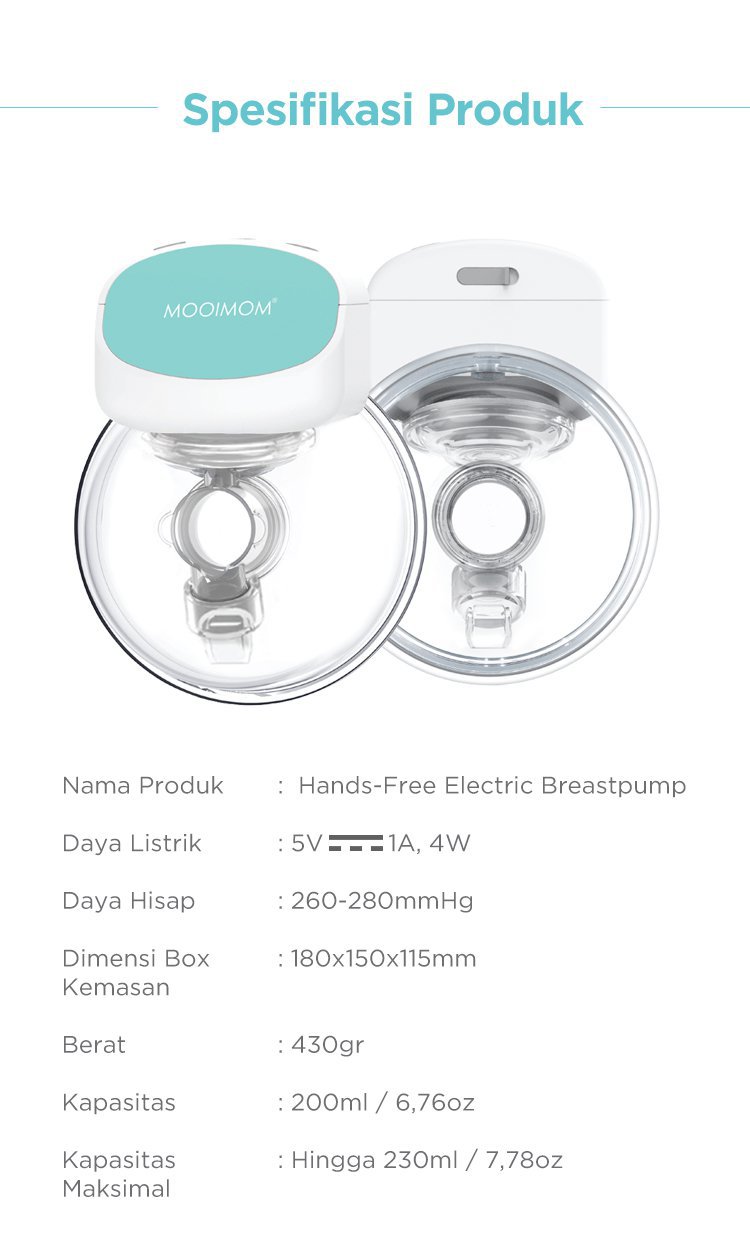 MOOIMOM Breastfeeding Duo A: Wireless Electric Breast Pump & Silicone Breast Pump - Pompa ASI Elektrik Wireless M2 description image