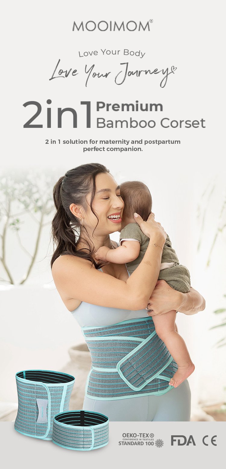 MOOIMOM 2 in 1 Premium Bamboo Corset x Elevit Supplement description image