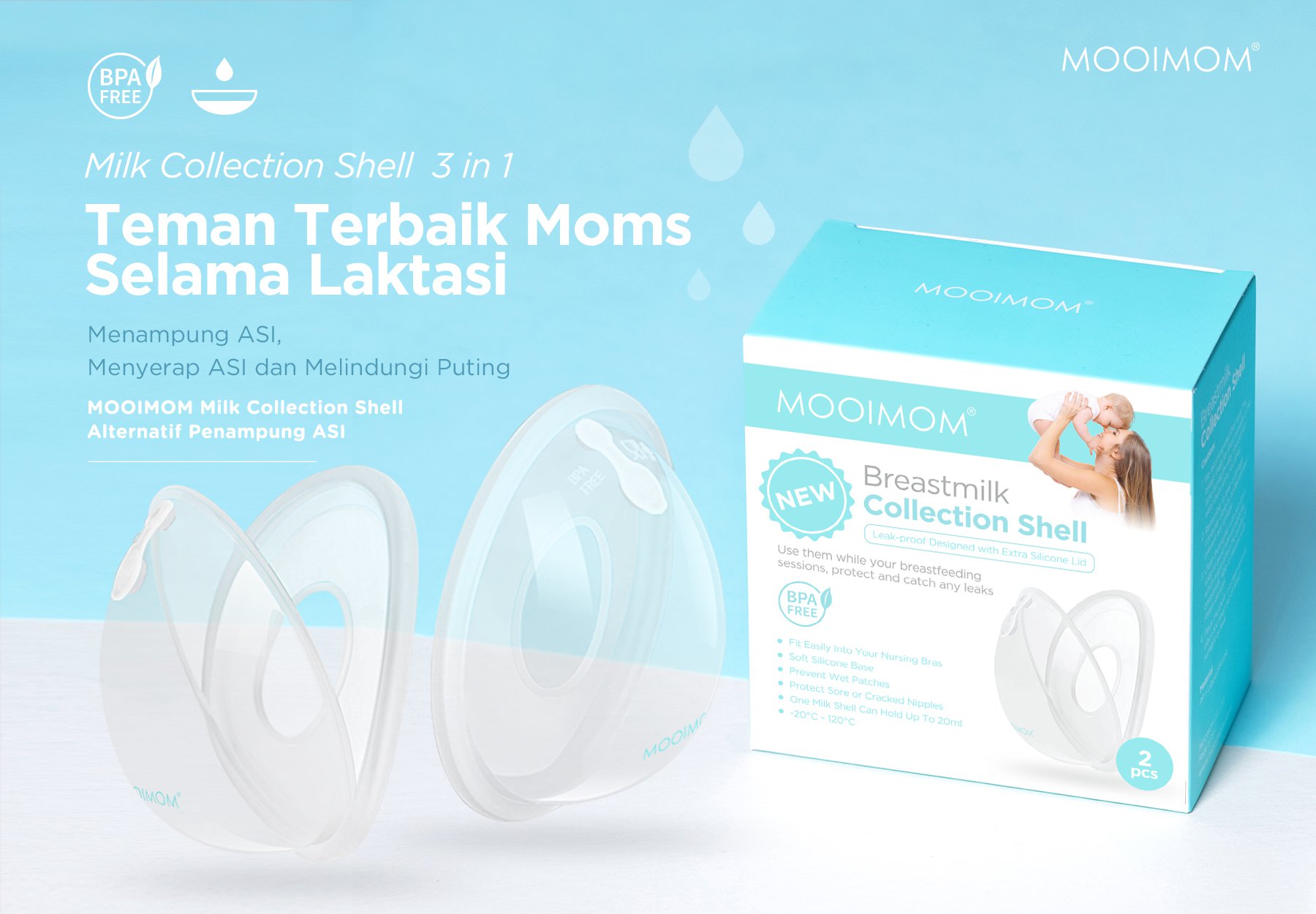 MOOIMOM New Breastmilk Collection Shell - Penampung ASI Alternatif description image