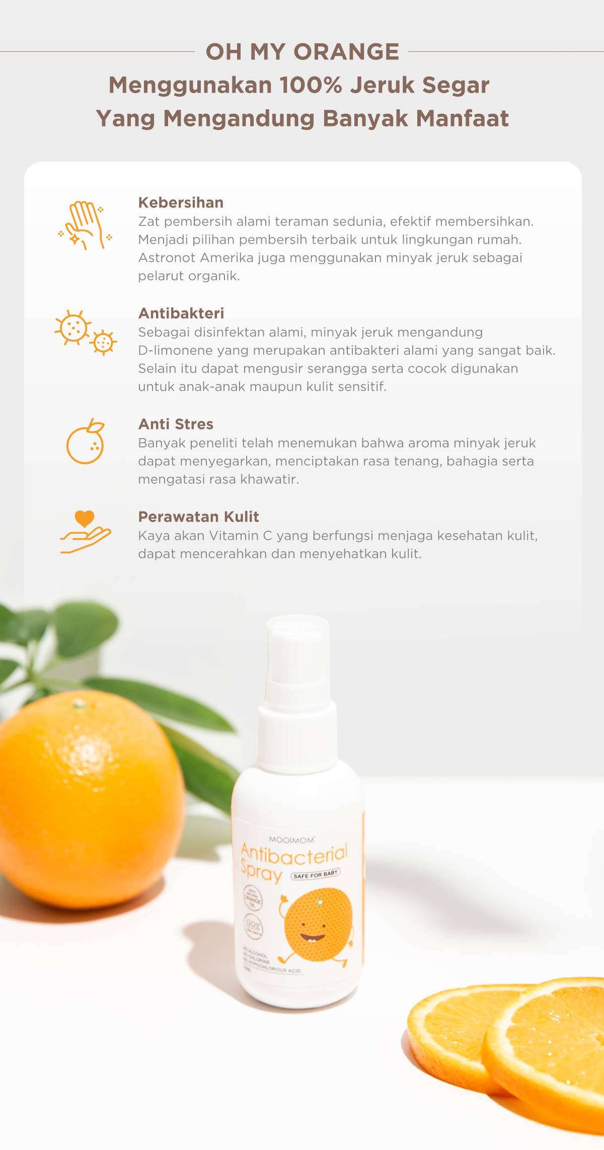 Oh My Orange Antibacterial Spray - Pembersih Tangan Anak description image