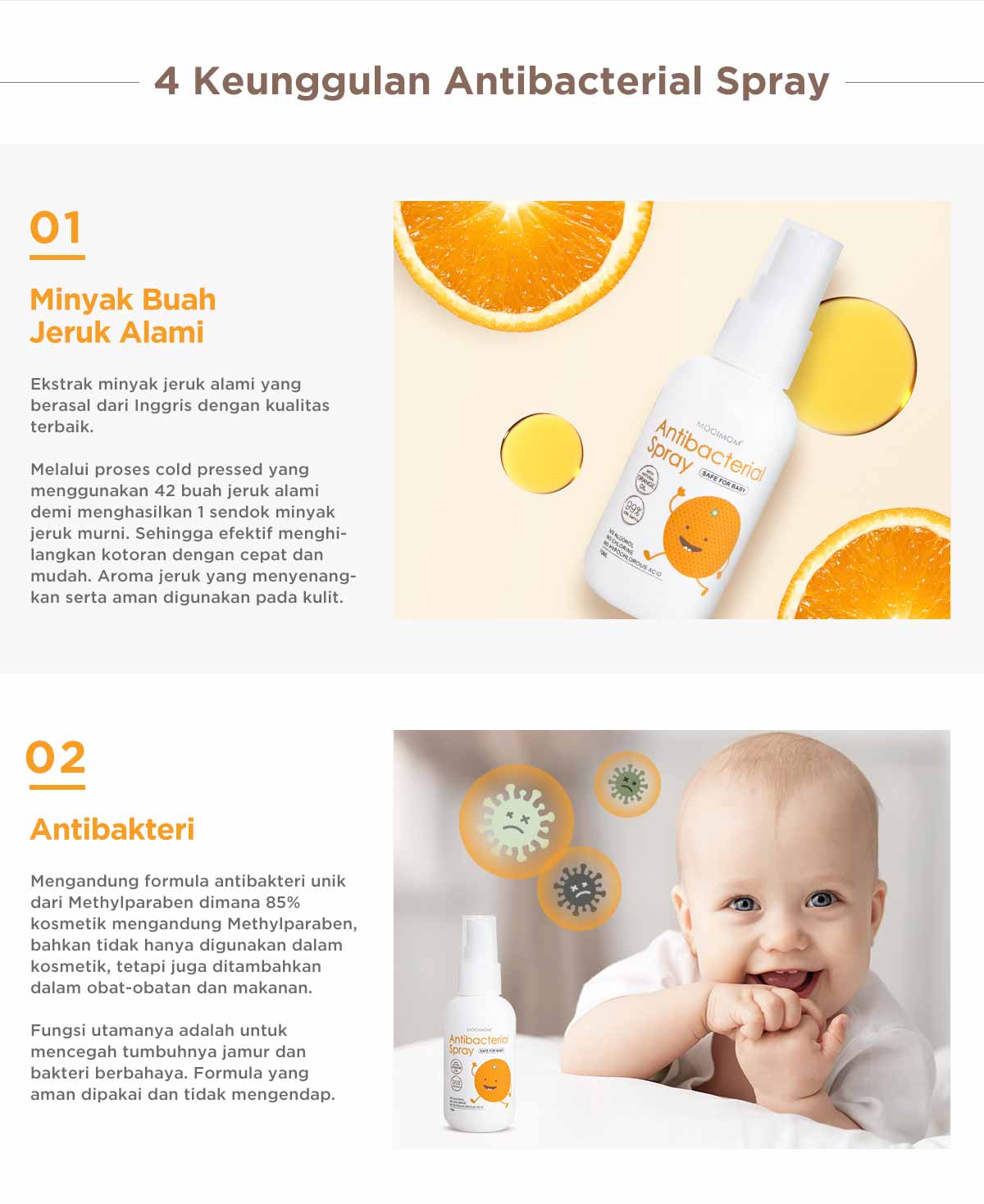 Oh My Orange Antibacterial Spray - Pembersih Tangan Anak description image