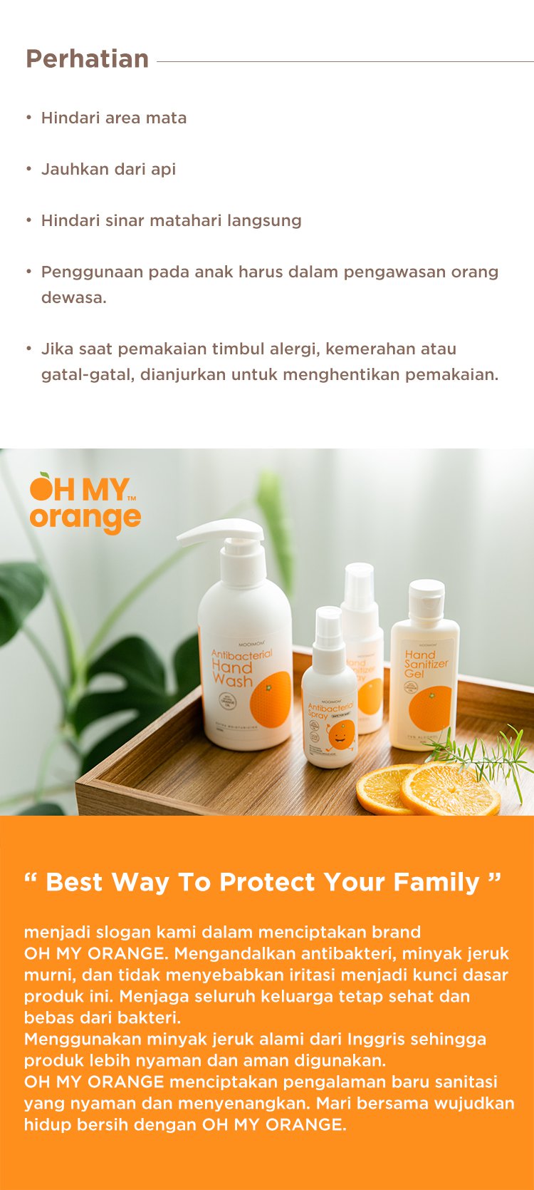 Oh My Orange Antibacterial Spray - Pembersih Tangan Anak description image