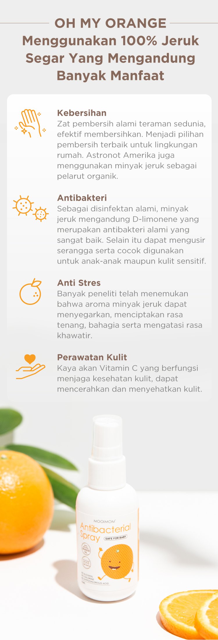 Oh My Orange Antibacterial Spray - Pembersih Tangan Anak description image