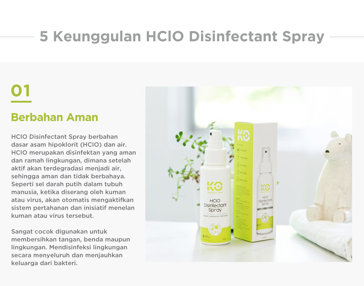 KO+ HClO Disinfectant Spray - Spray Antibakteri description image