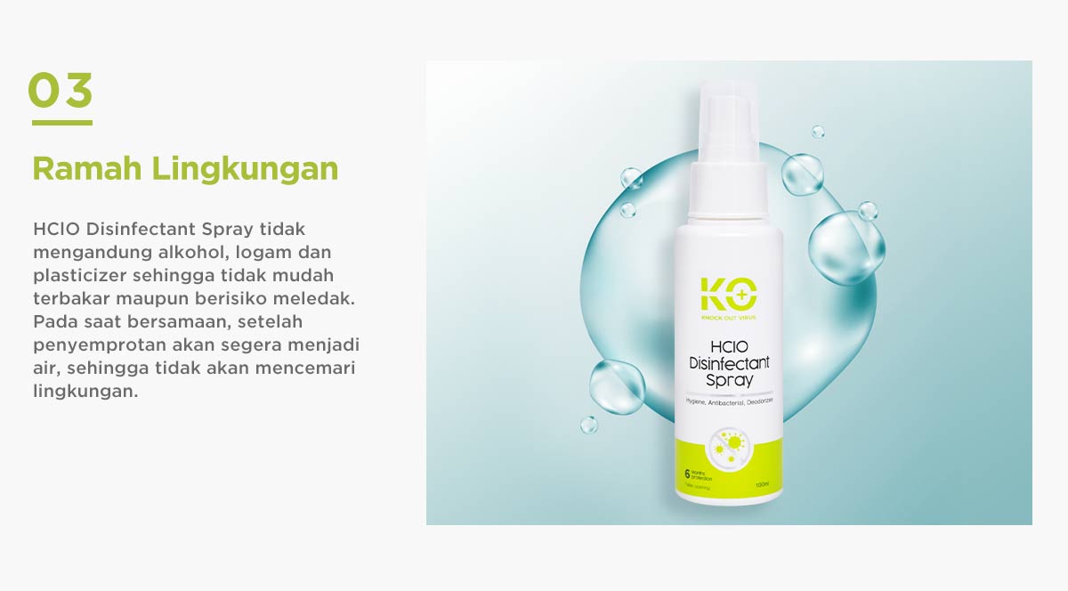 KO+ HClO Disinfectant Spray - Spray Antibakteri description image