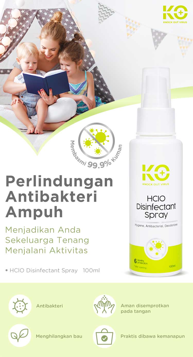 KO+ HClO Disinfectant Spray - Spray Antibakteri description image