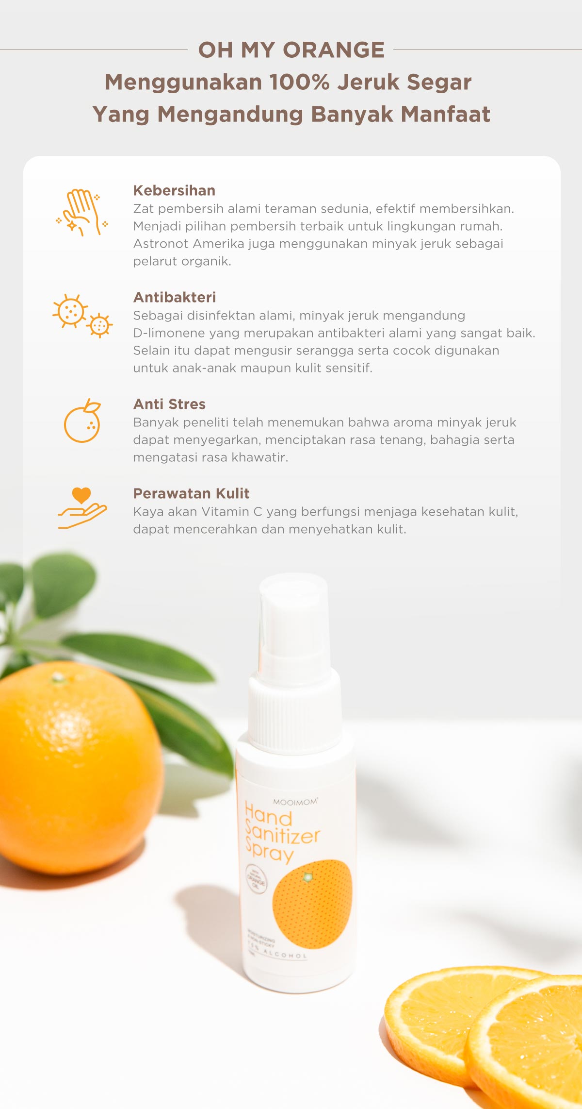 Oh My Orange Hand Sanitizer Spray - Pembersih Tangan Antibakteri description image