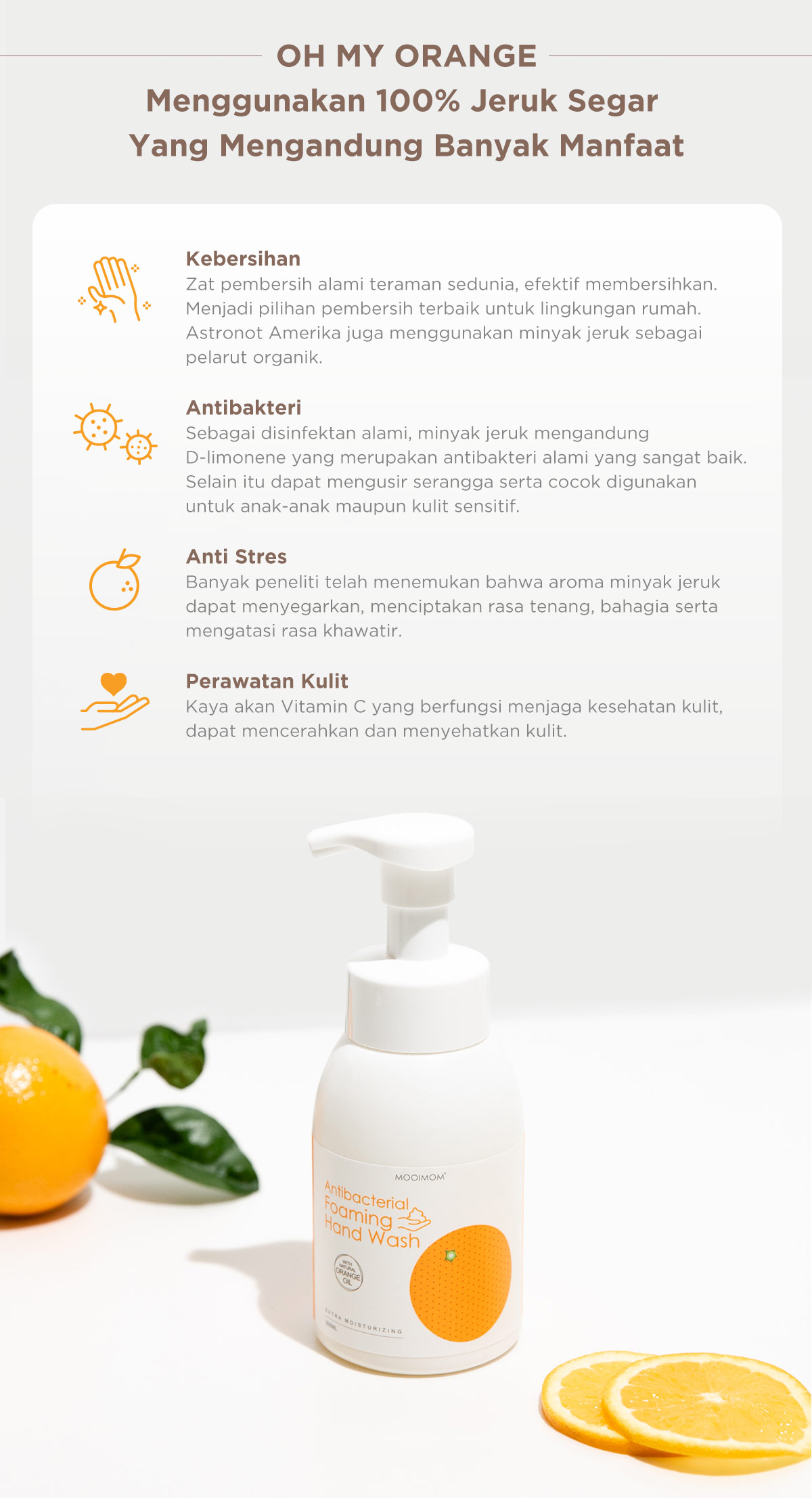 Oh My Orange Antibacterial Foaming Hand Wash - Sabun Pembersih Tangan Busa description image