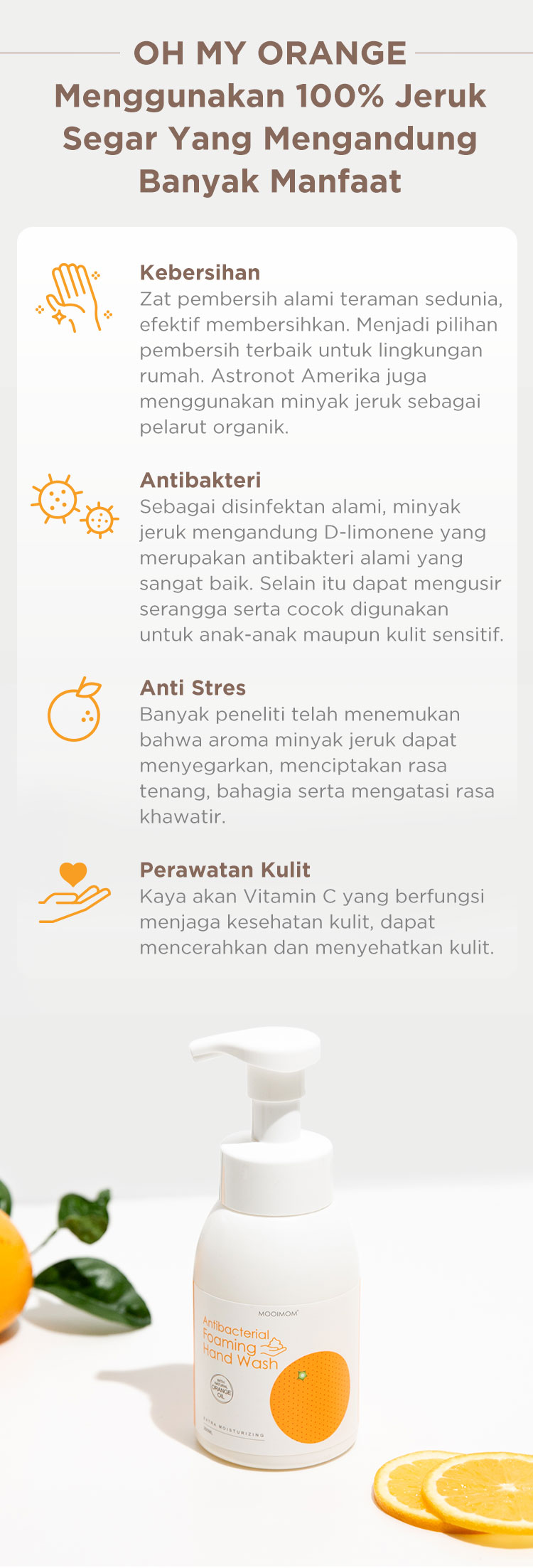 Oh My Orange Antibacterial Foaming Hand Wash - Sabun Pembersih Tangan Busa description image