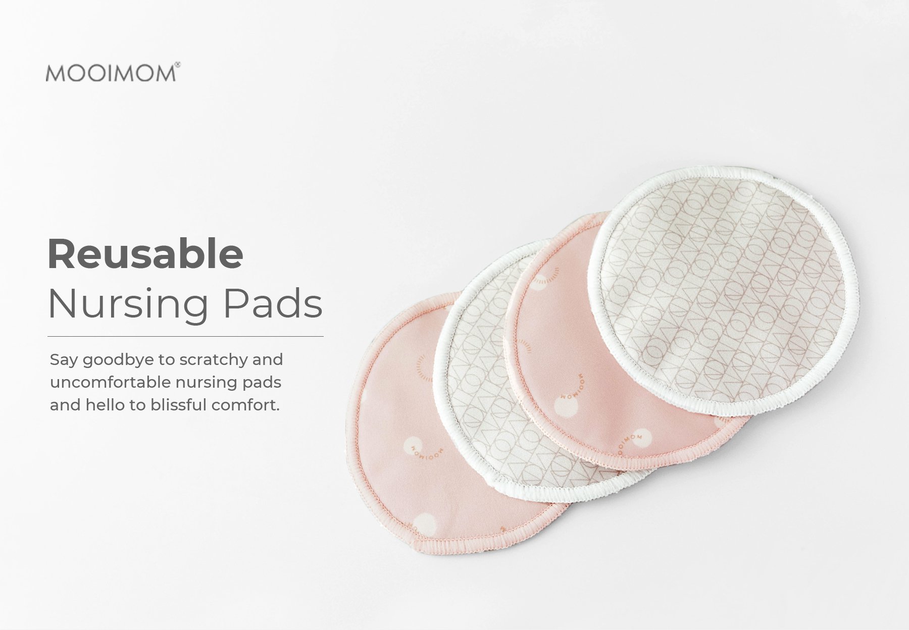 MOOIMOM Organic Bamboo Reusable Nursing Pads - Pelindung Payudara Organik description image