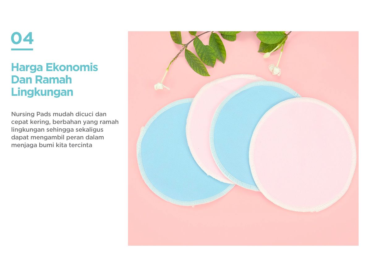 MOOIMOM Washable Nursing Pads (2 Pairs) - Penyerap ASI description image