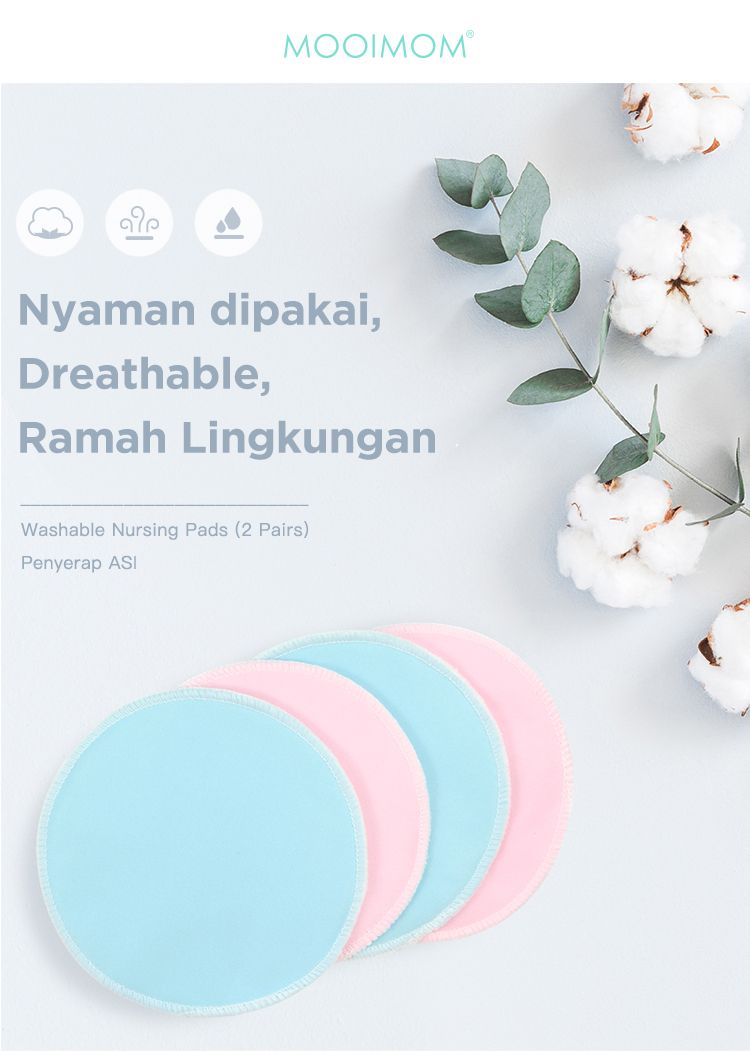 MOOIMOM Washable Nursing Pads (2 Pairs) - Penyerap ASI description image