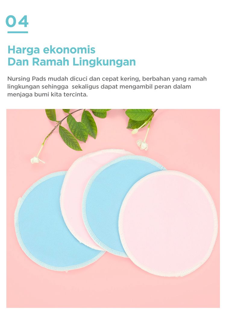 MOOIMOM Washable Nursing Pads (2 Pairs) - Penyerap ASI description image