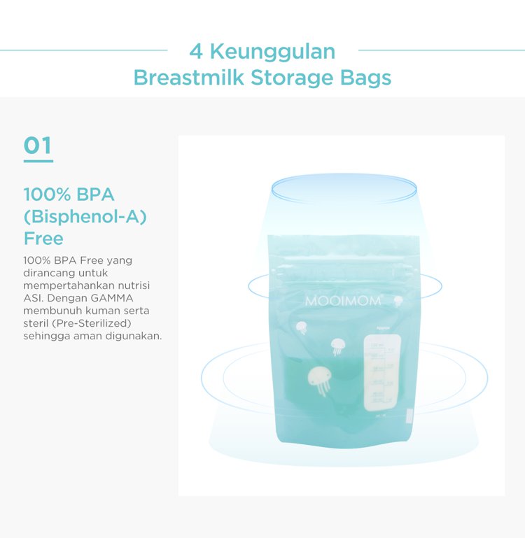 MOOIMOM Breastmilk Storage Bags 120ml (120pcs) - Kantong ASI (120 Pcs) description image