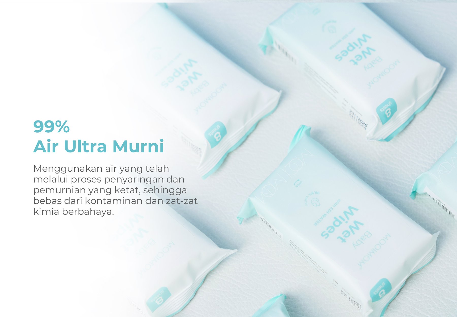 MOOIMOM Edi Pure Water Wet Wipes (16pack) - Tisu Basah description image