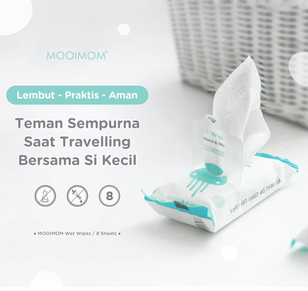 MOOIMOM Edi Pure Water Wet Wipes (8 Pack) - Tisu Basah description image