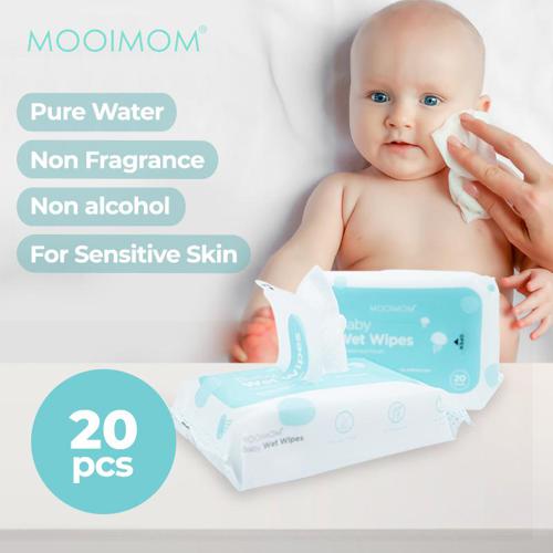 MOOIMOM Edi Pure Water Wet Wipes Single @20 Wipes - Tisu Basah (20 lembar)