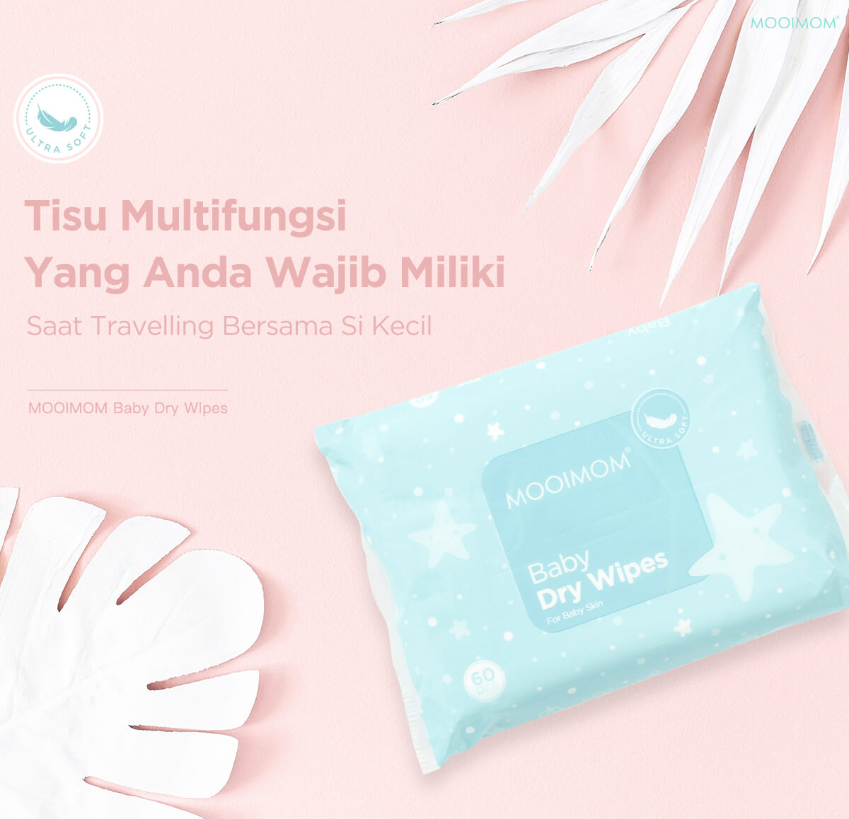 MOOIMOM Baby Dry Wipes Pack @300 Wipes - Tisu Kering description image