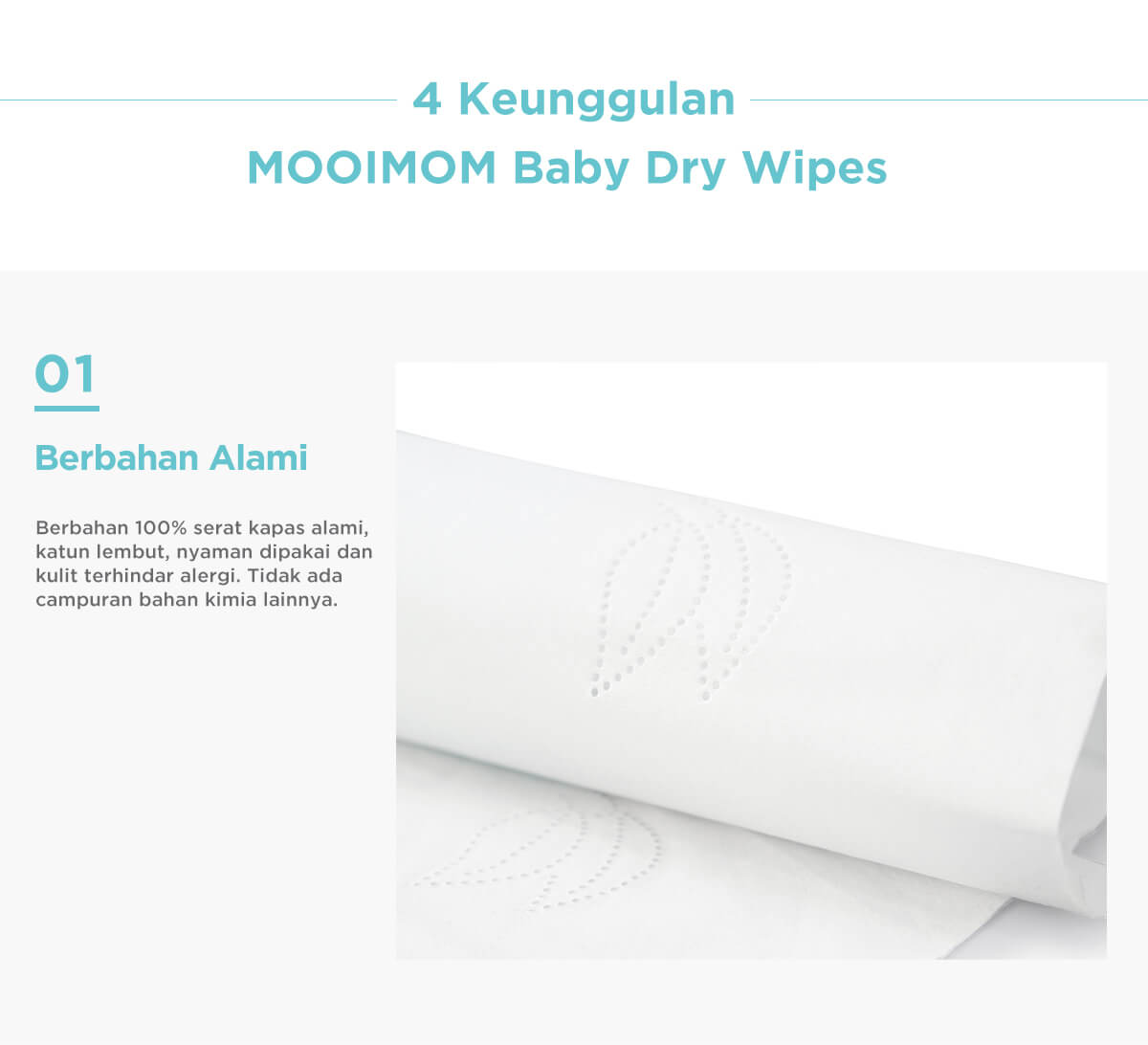 MOOIMOM Baby Dry Wipes Pack @300 Wipes - Tisu Kering description image