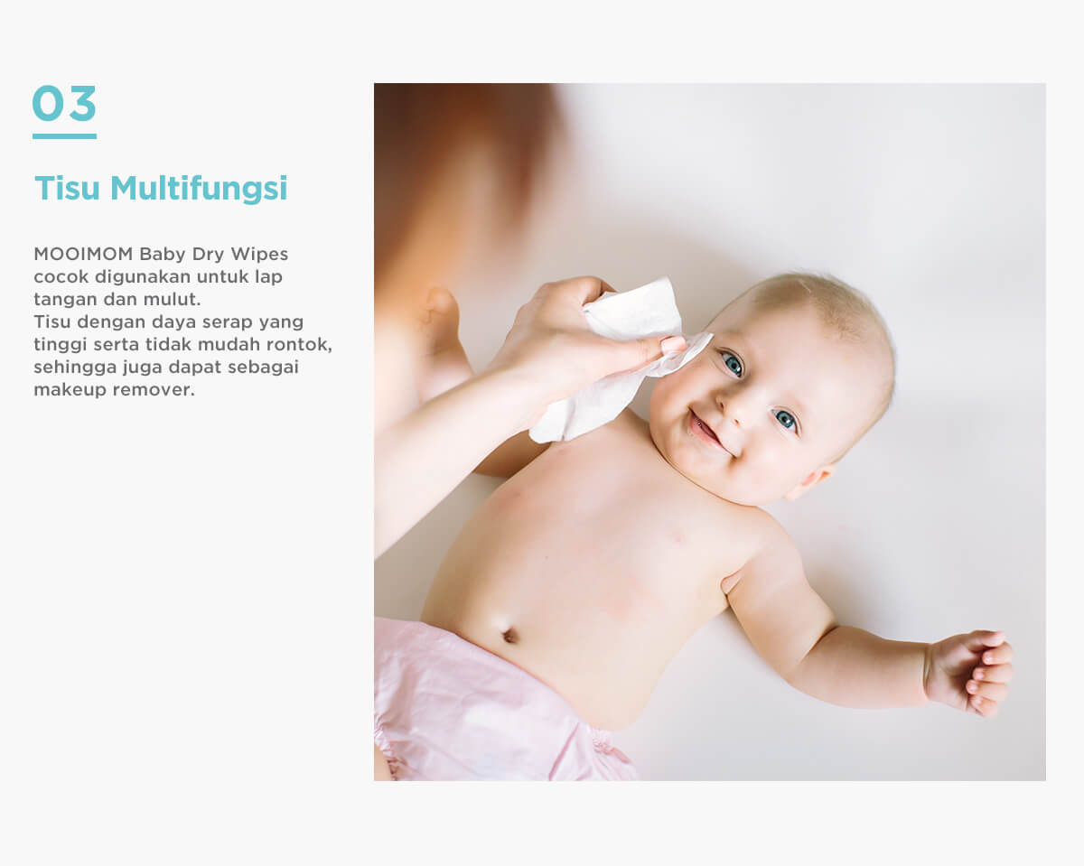 MOOIMOM Baby Dry Wipes Pack @300 Wipes - Tisu Kering description image