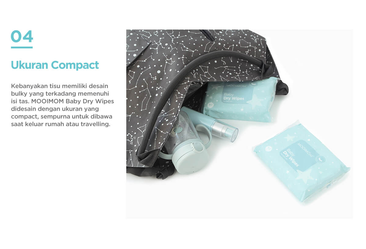 MOOIMOM Baby Dry Wipes Pack @300 Wipes - Tisu Kering description image