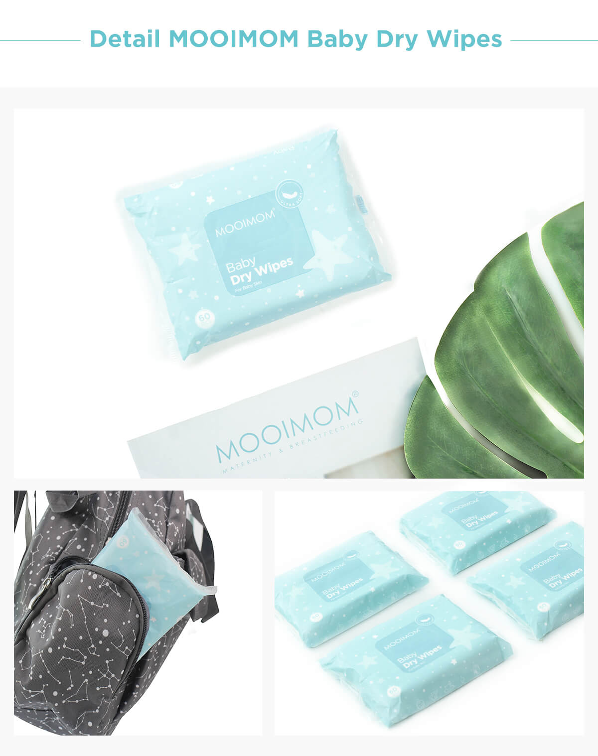 MOOIMOM Baby Dry Wipes Pack @300 Wipes - Tisu Kering description image