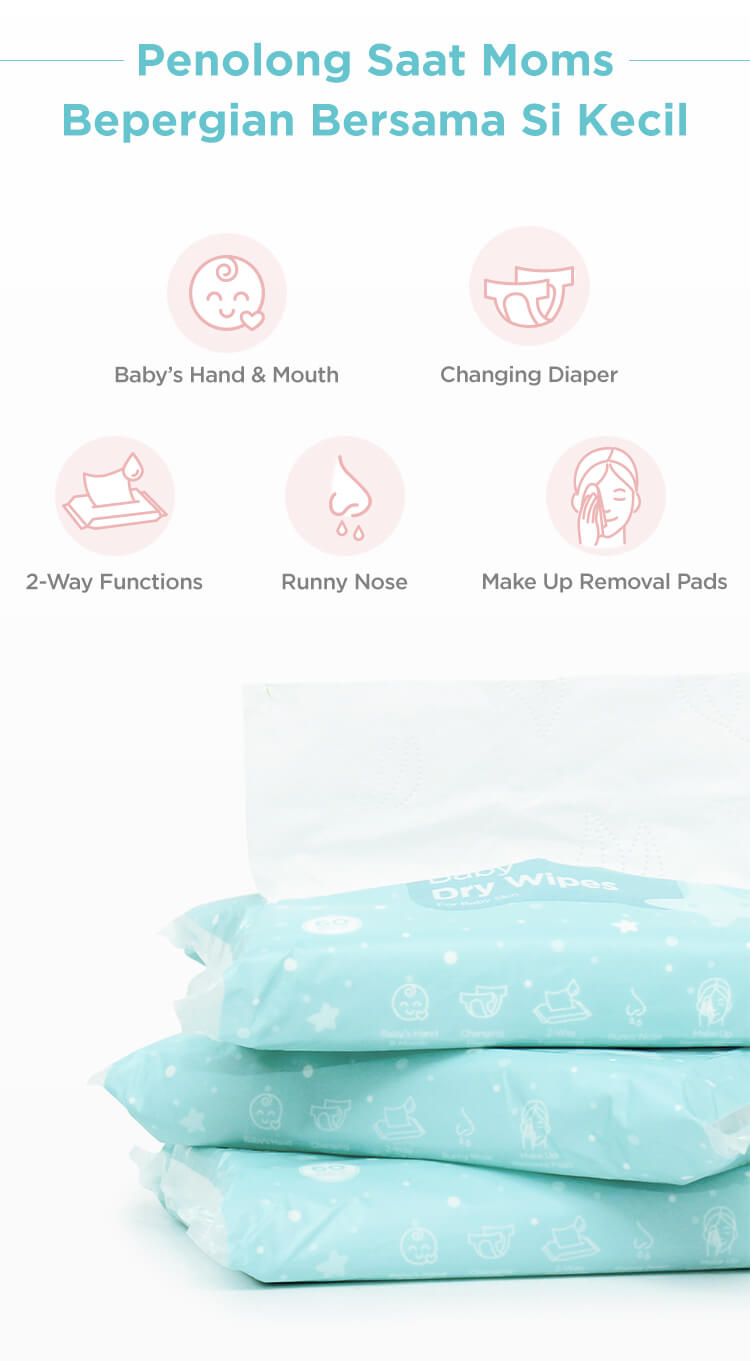 MOOIMOM Baby Dry Wipes Pack @300 Wipes - Tisu Kering description image