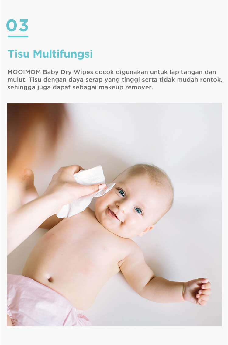 MOOIMOM Baby Dry Wipes Pack @300 Wipes - Tisu Kering description image