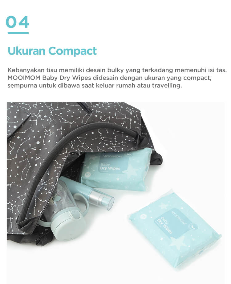 MOOIMOM Baby Dry Wipes Pack @300 Wipes - Tisu Kering description image