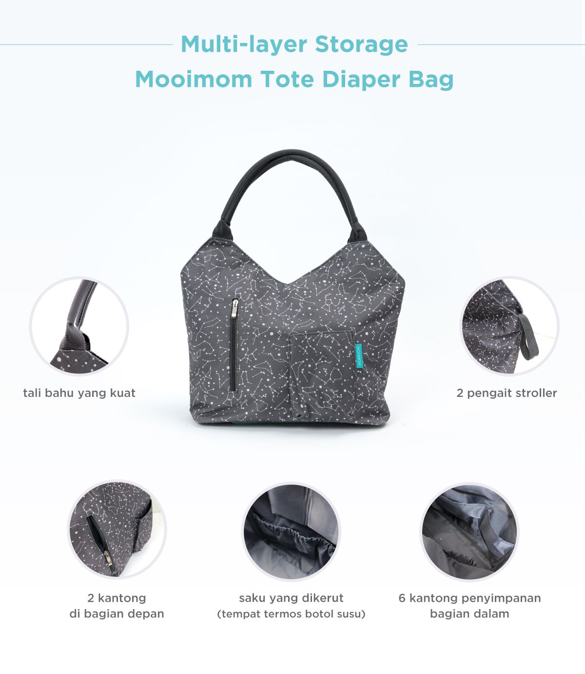 MOOIMOM Tote Diaper Bag - Tas Perlengkapan Bayi description image