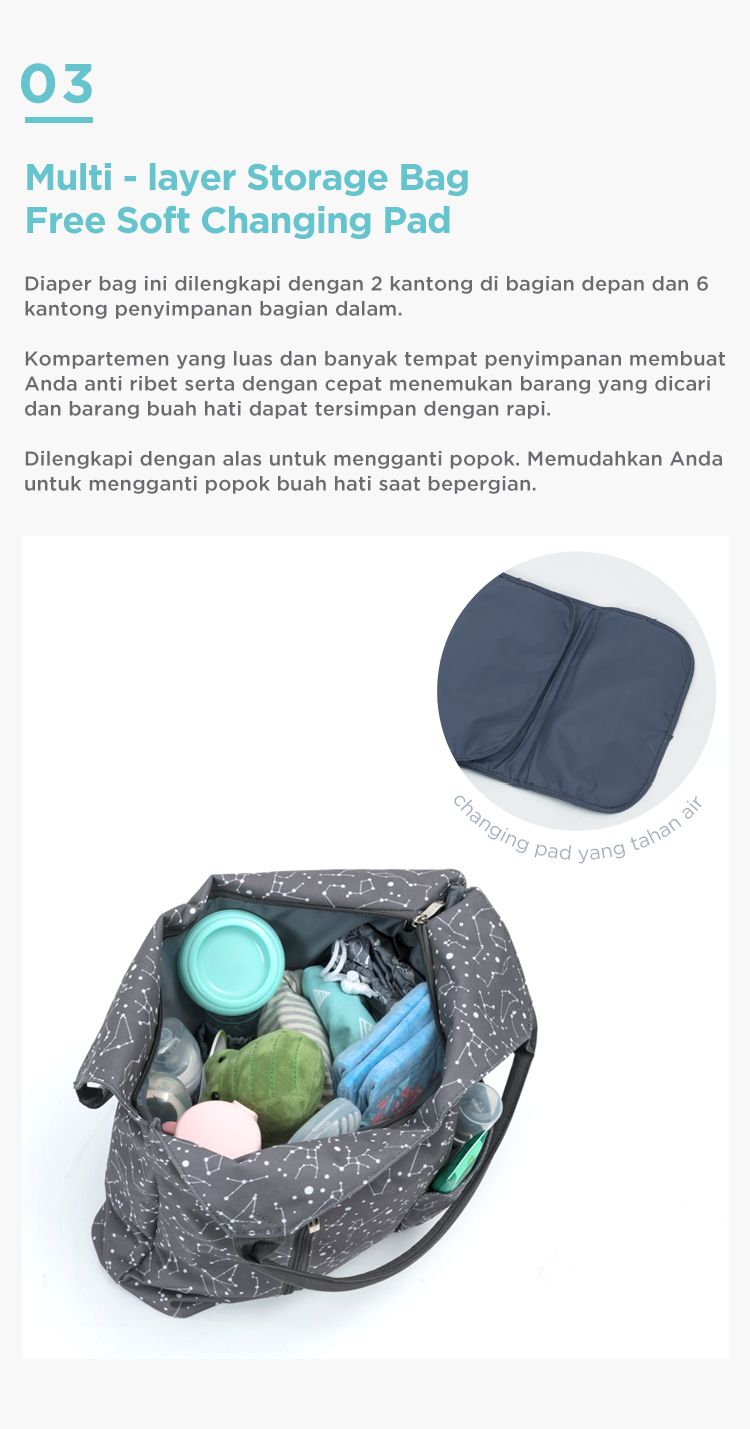 MOOIMOM Tote Diaper Bag - Tas Perlengkapan Bayi description image