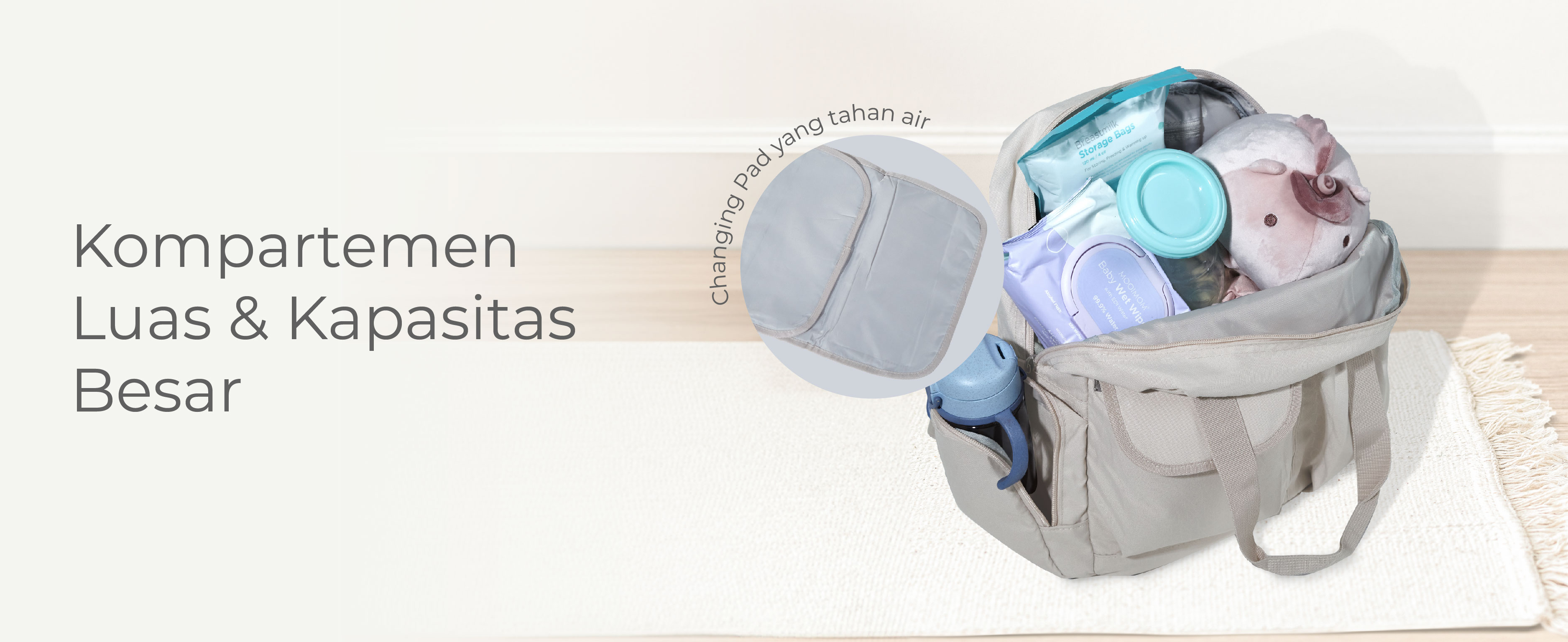 MOOIMOM 2-Ways Diaper Bag - Tas Perlengkapan Bayi description image