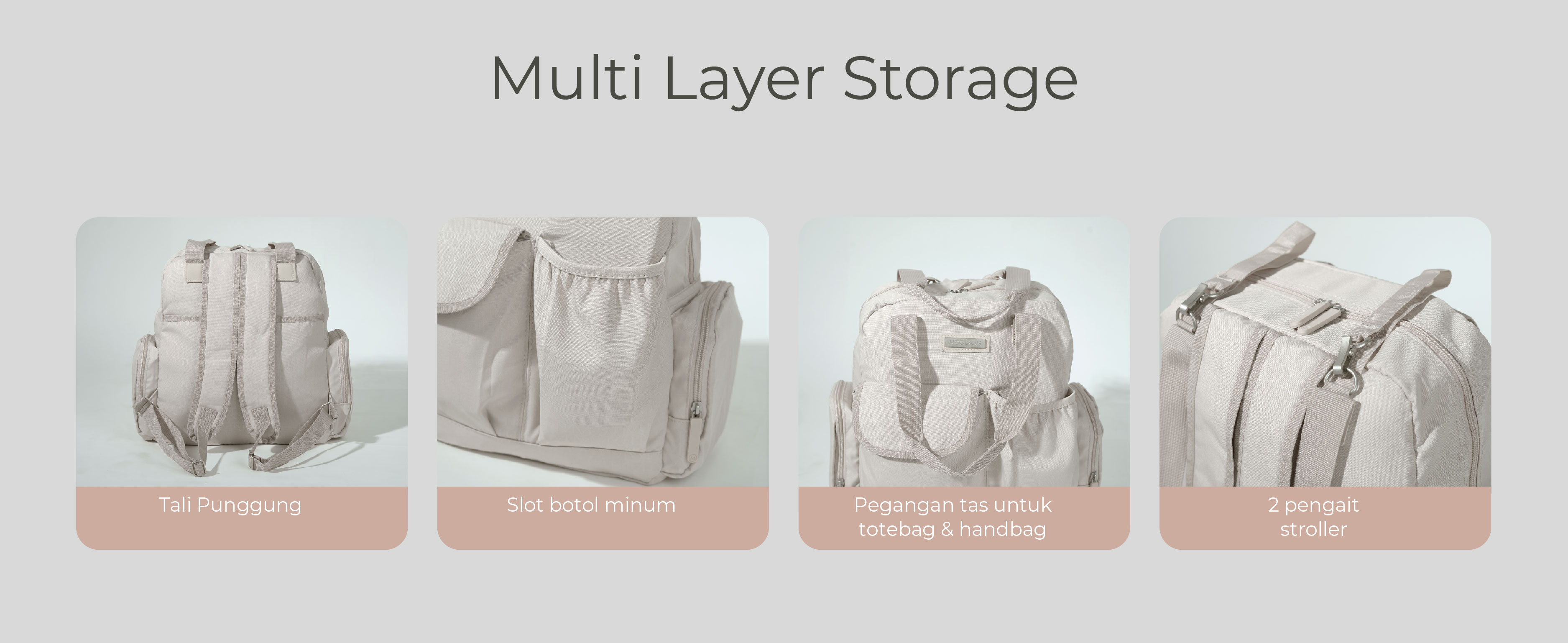 MOOIMOM 2-Ways Diaper Bag - Tas Perlengkapan Bayi description image