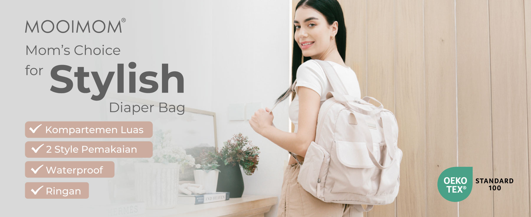 MOOIMOM 2-Ways Diaper Bag - Tas Perlengkapan Bayi description image