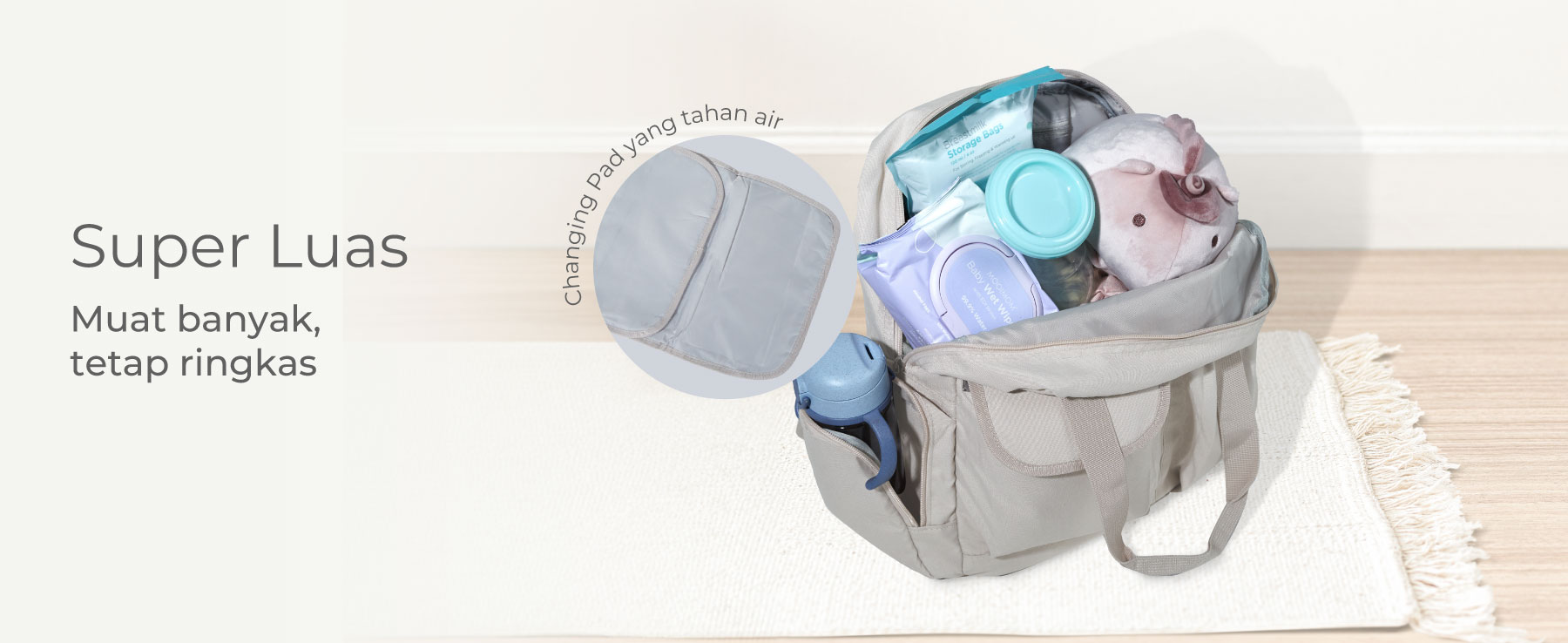 MOOIMOM 2-Ways Diaper Bag - Tas Perlengkapan Bayi description image