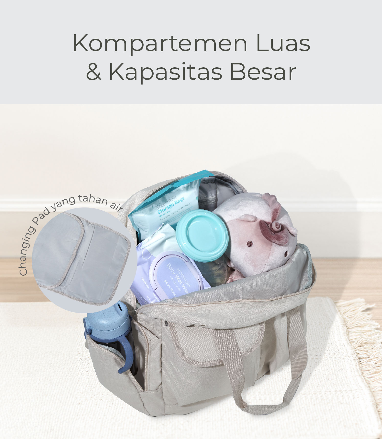 MOOIMOM 2-Ways Diaper Bag - Tas Perlengkapan Bayi description image