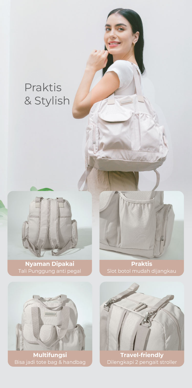 MOOIMOM 2-Ways Diaper Bag - Tas Perlengkapan Bayi description image