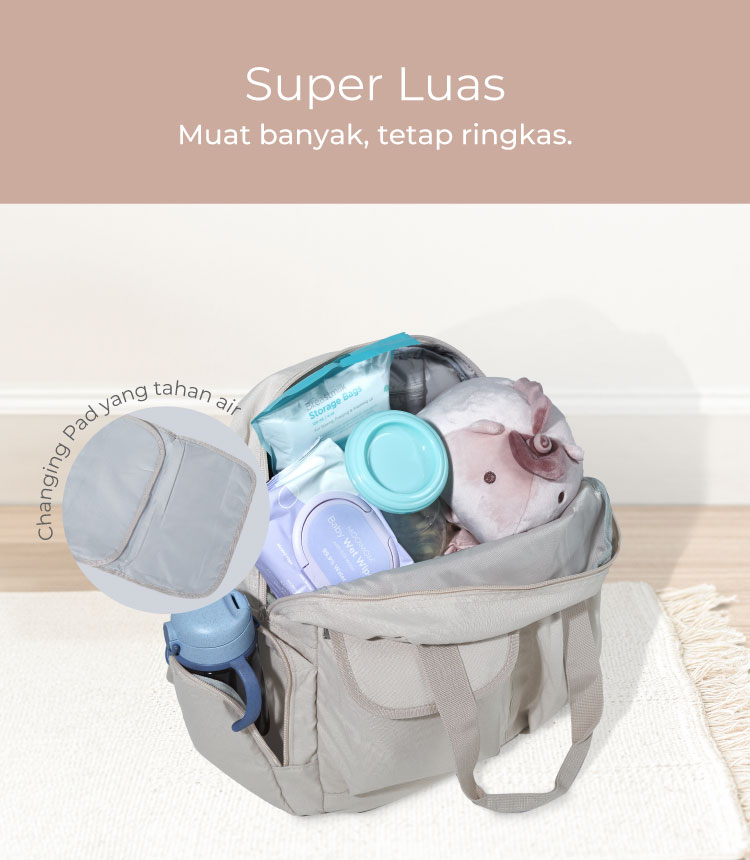 MOOIMOM 2-Ways Diaper Bag - Tas Perlengkapan Bayi description image