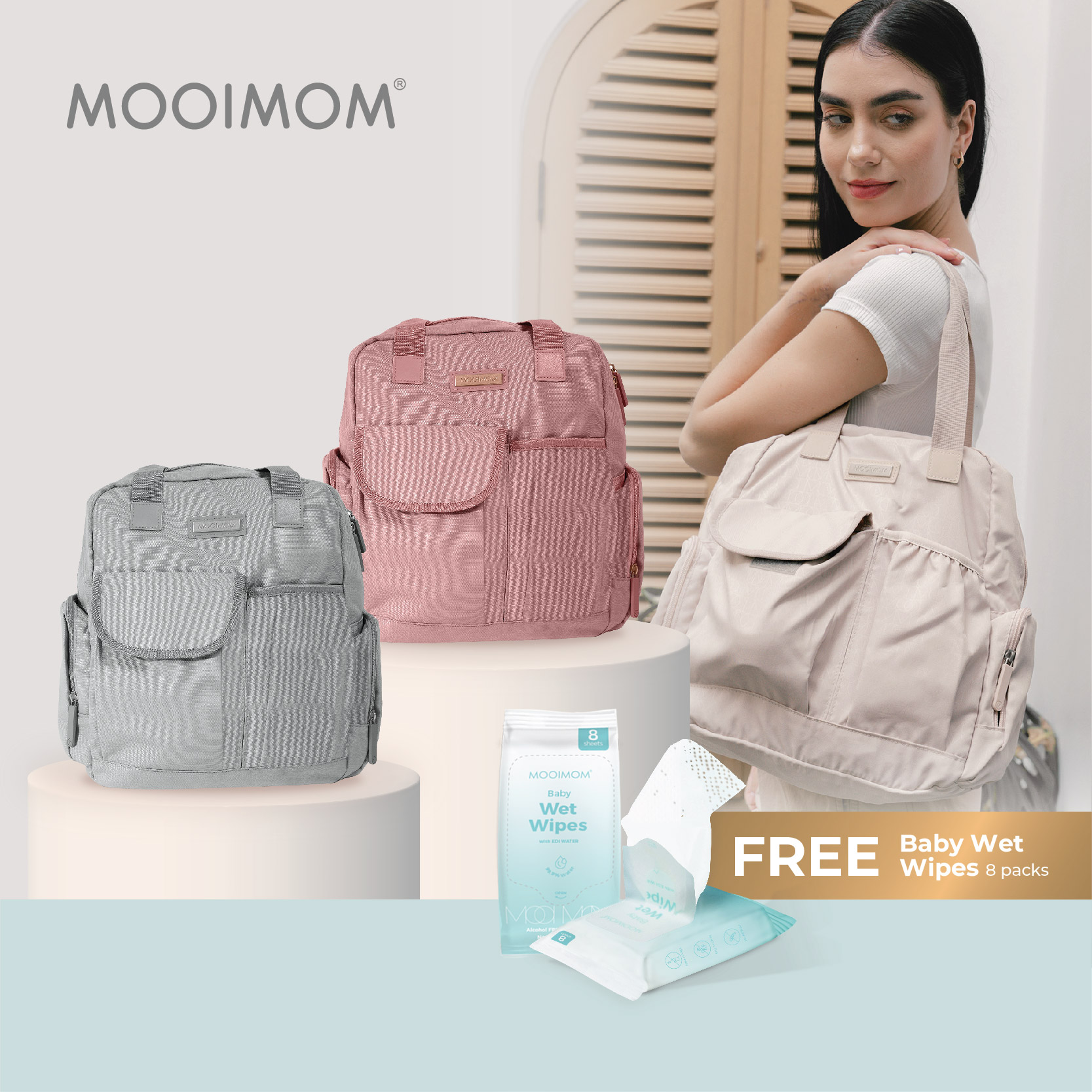 MOOIMOM 2-Ways Diaper Bag - Tas Perlengkapan Bayi image