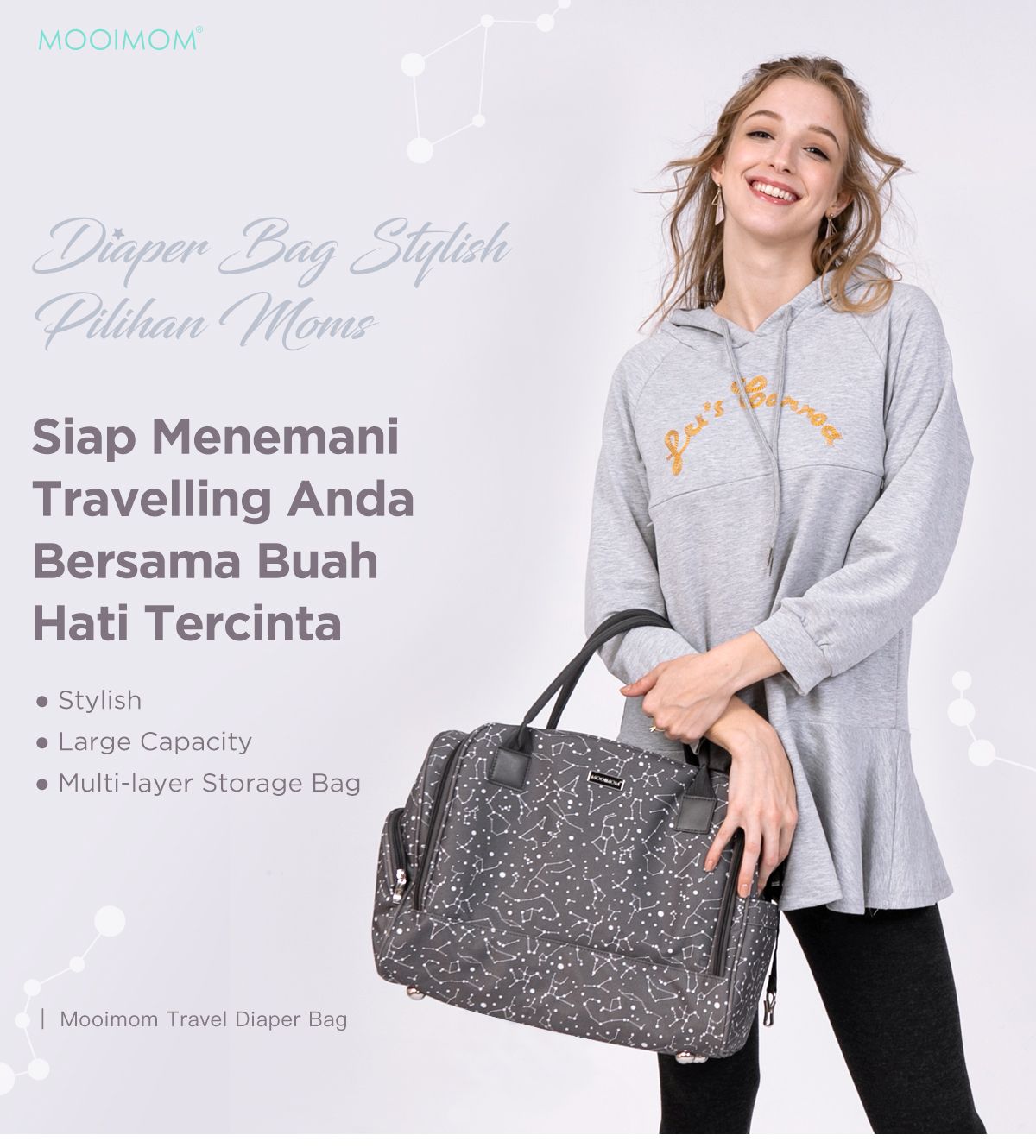 MOOIMOM Travel Diaper Bag - Tas Perlengkapan Bayi description image