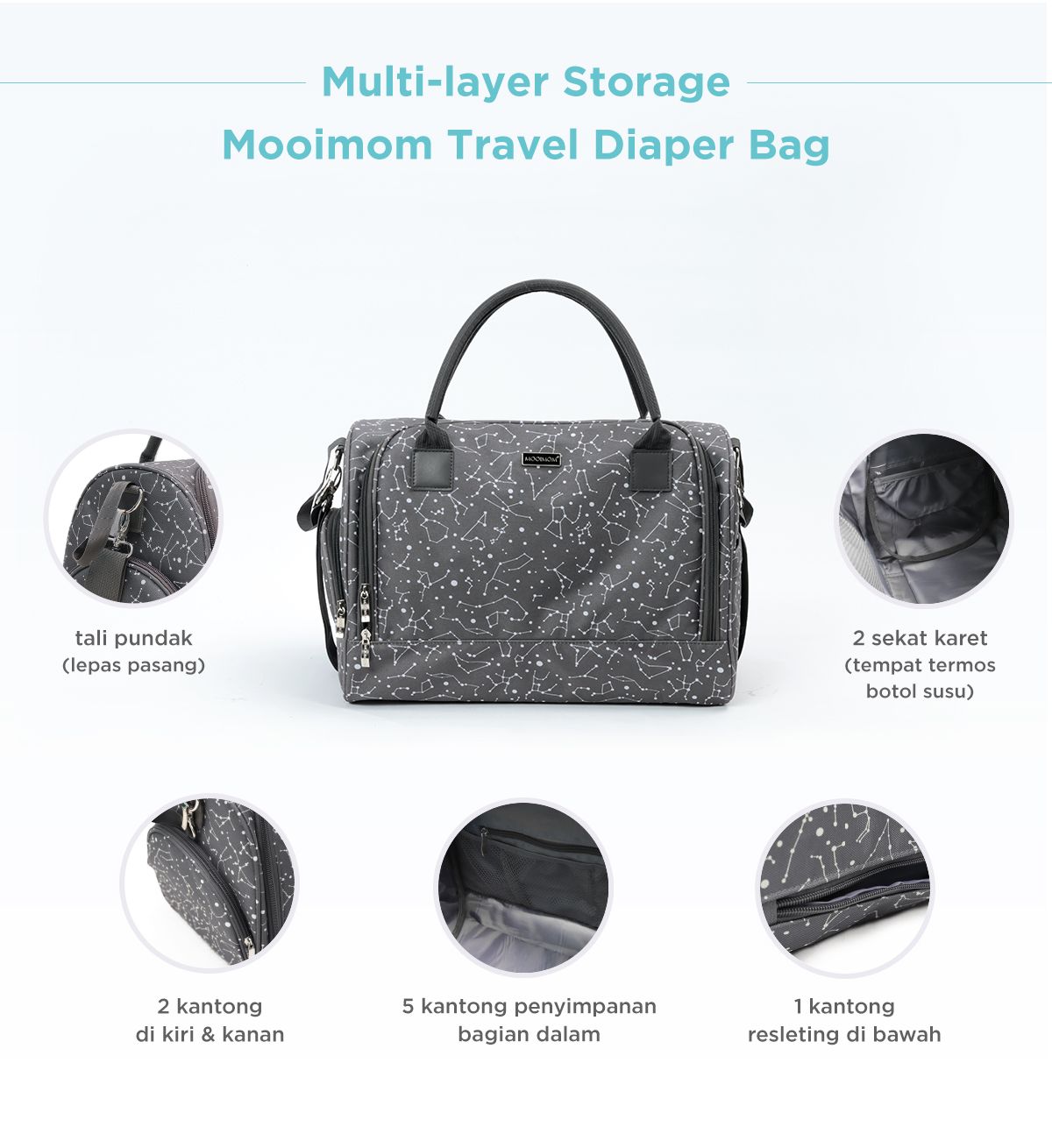 MOOIMOM Travel Diaper Bag - Tas Perlengkapan Bayi description image