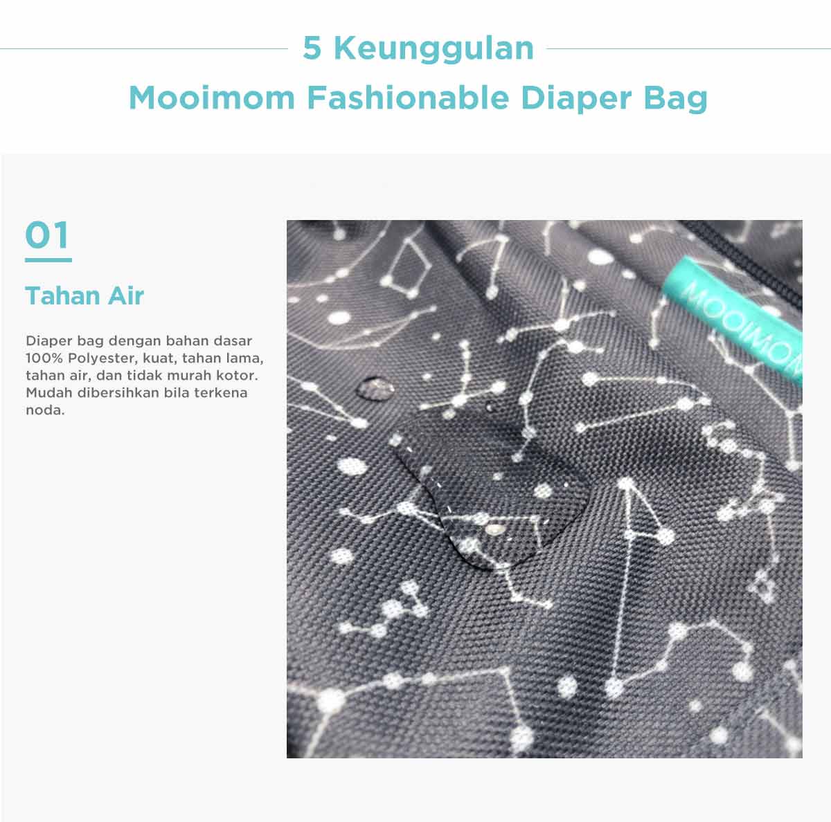 MOOIMOM Fashionable Diaper Bag - Tas Perlengkapan Bayi description image