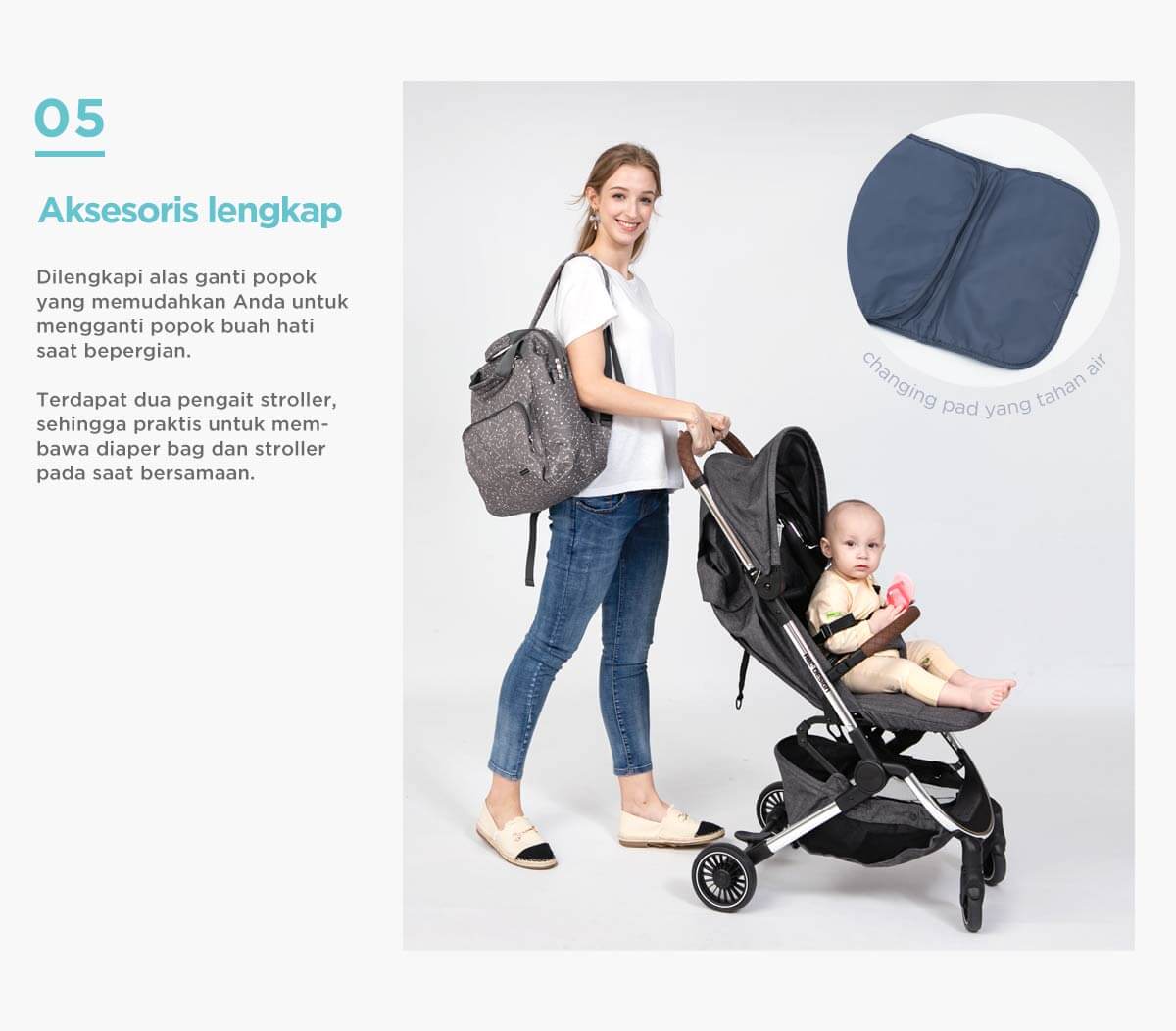 MOOIMOM Fashionable Diaper Bag - Tas Perlengkapan Bayi description image