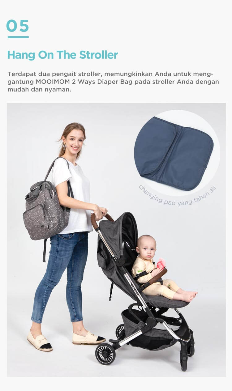 MOOIMOM Fashionable Diaper Bag - Tas Perlengkapan Bayi description image