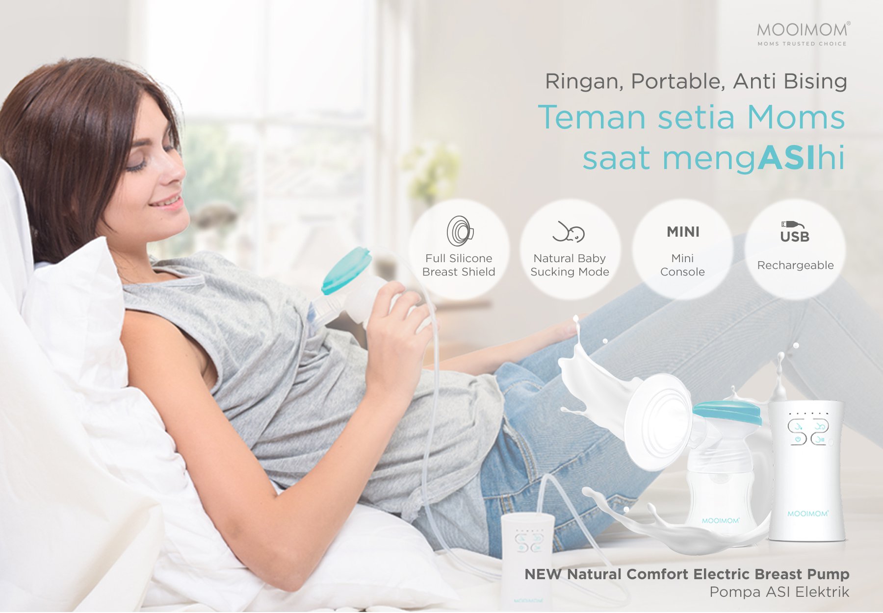 MOOIMOM New Electric Breast Pump - Pompa ASI Elektrik description image