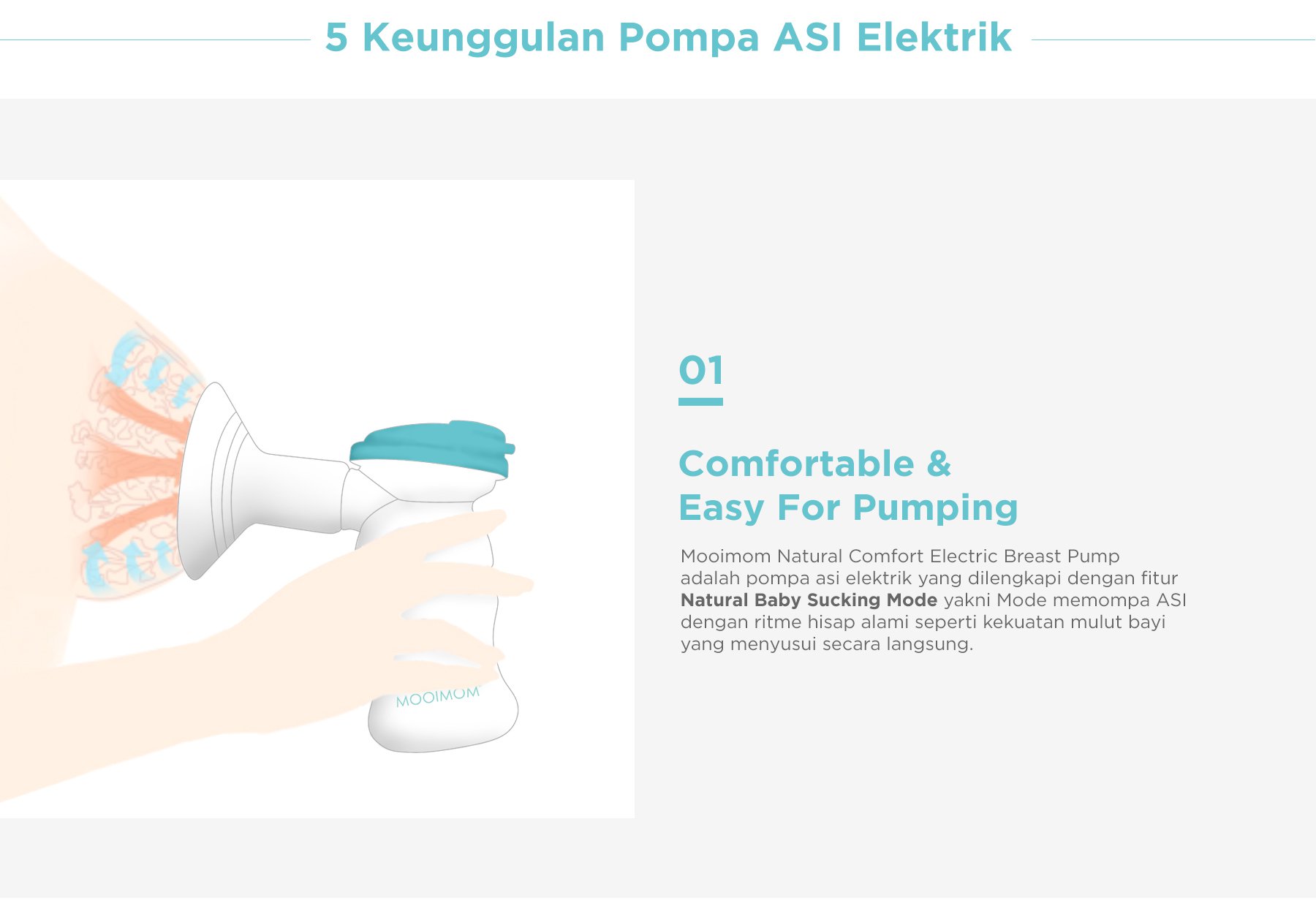 MOOIMOM New Electric Breast Pump - Pompa ASI Elektrik description image